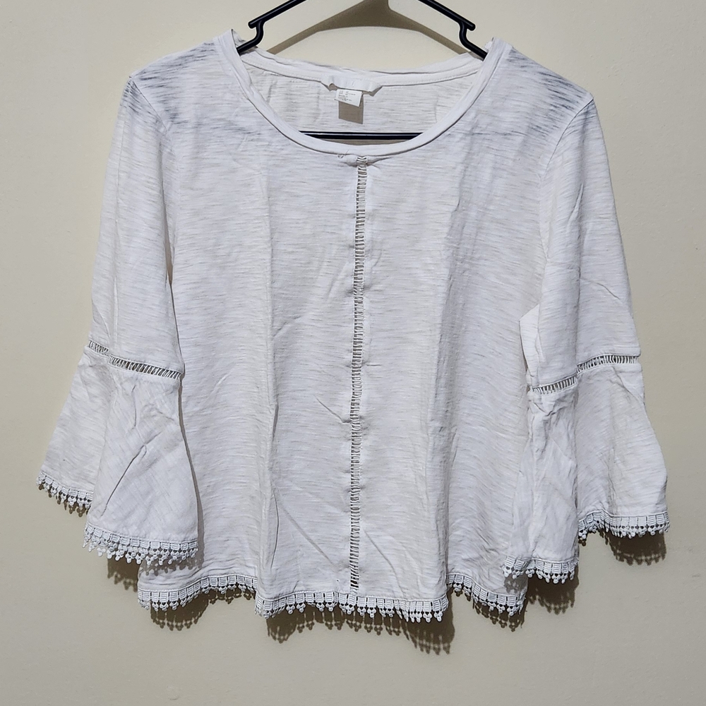 H&M White Blouse with Lace Details